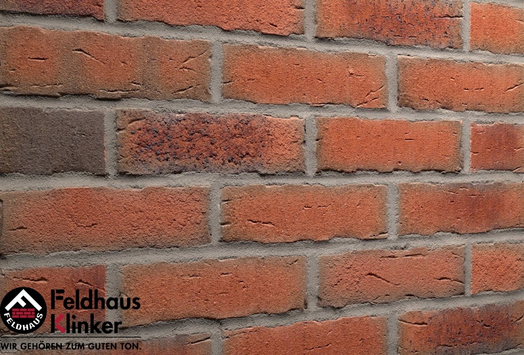 Фасадная клинкерная плитка Feldhaus Klinker R698 sintra terracotta bario NF14, 240*14*71 мм